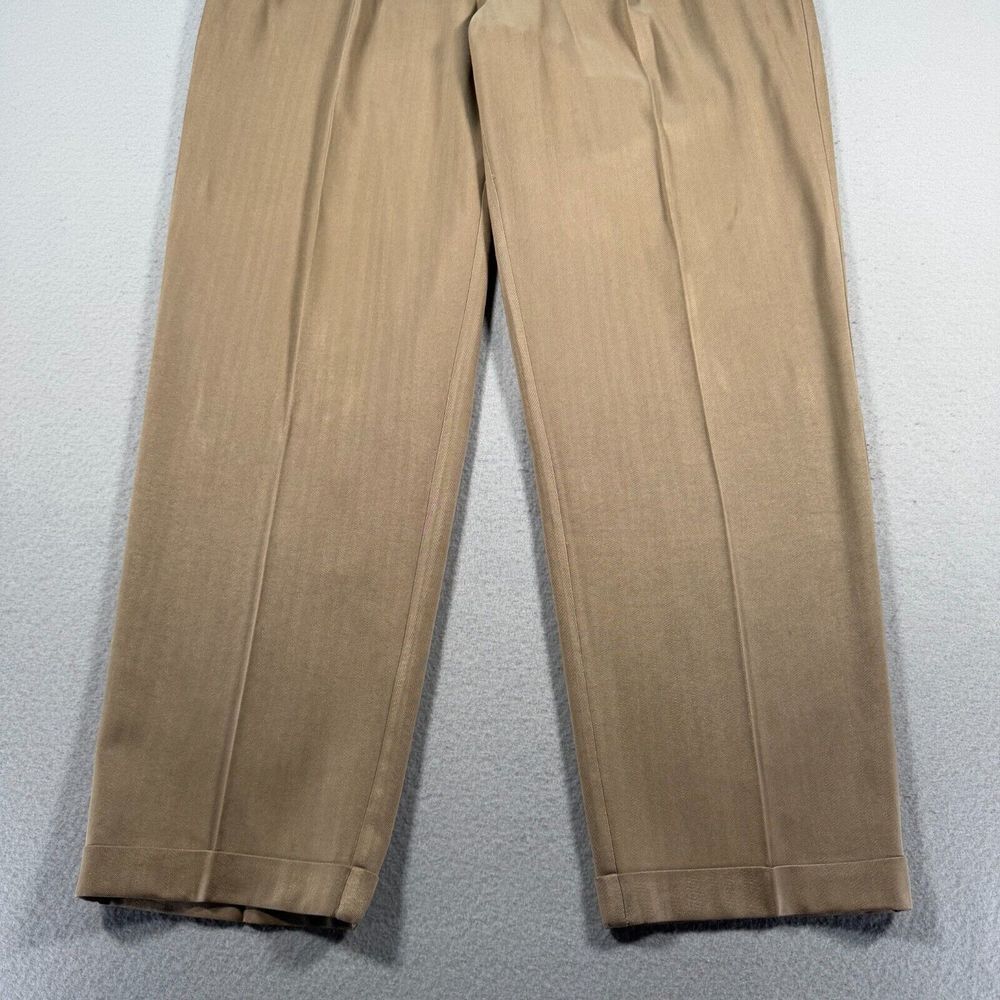 Tommy Bahama Relax Silk Pants Mens 36 Brown Pleated Lightweight Formal Cuffed - Picture 4 of 13